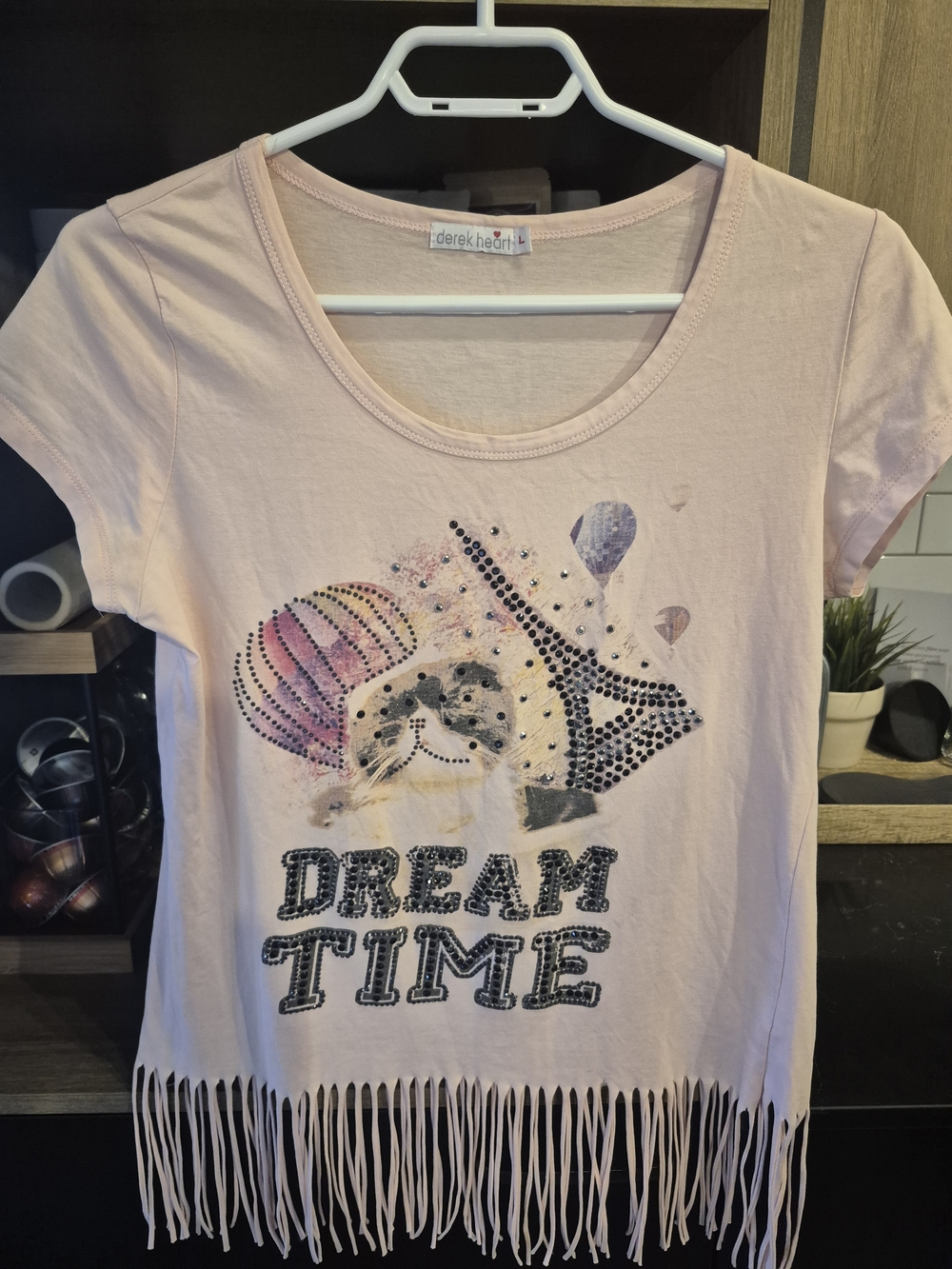 Derek Heart Light Pink 'Dream Time' Fringe Graphic Tee